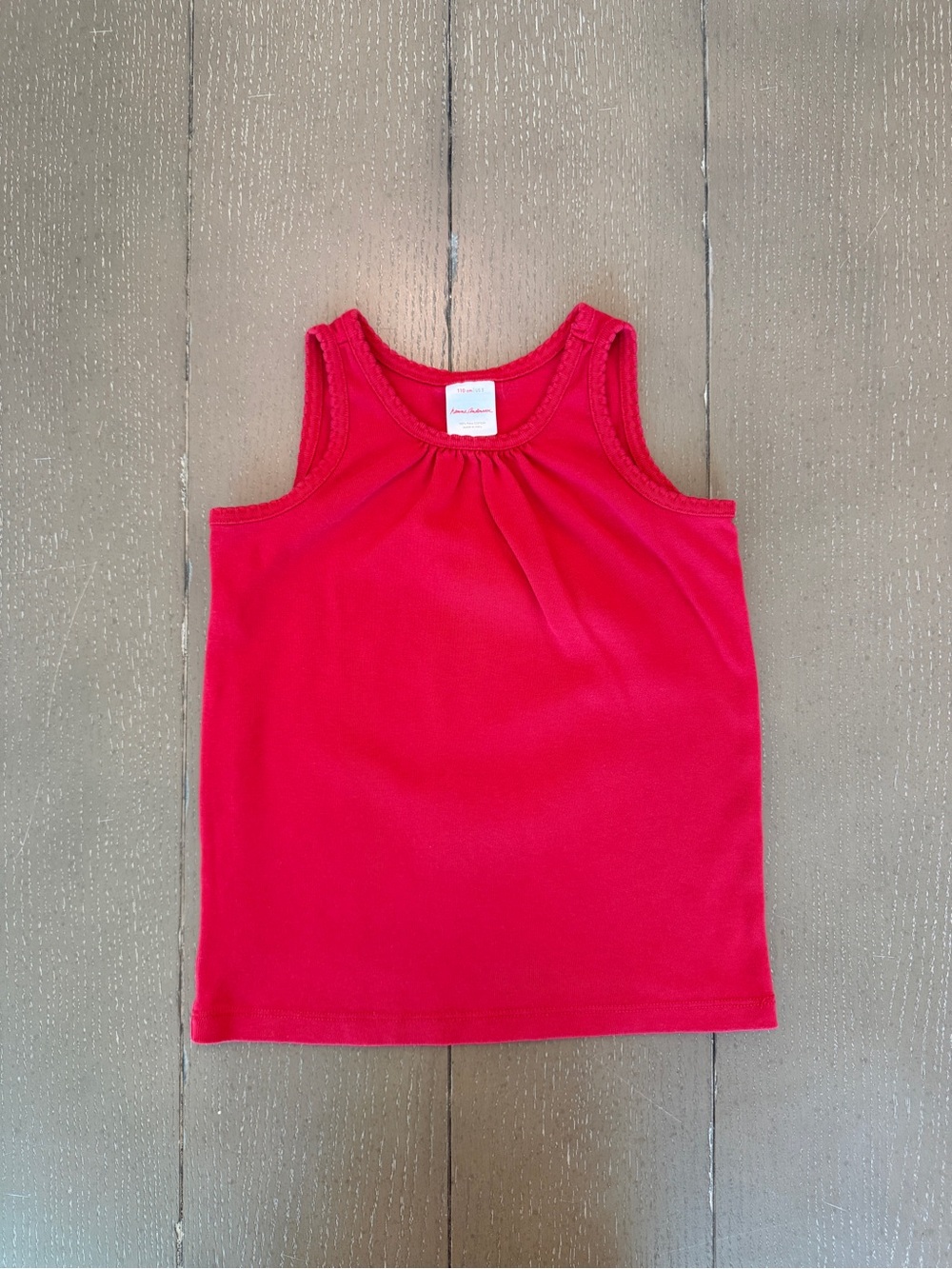 Hanna Andersson Girls’ Red Sleeveless Scallop Trim Ribbed Tank Top • Size 5 (XS)